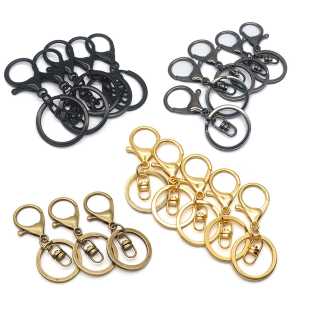 5pcs/lot Metal Swivel Hooks Lobster Claw Clasps, Split Keychain Rings Part  with Chain for Lanyard